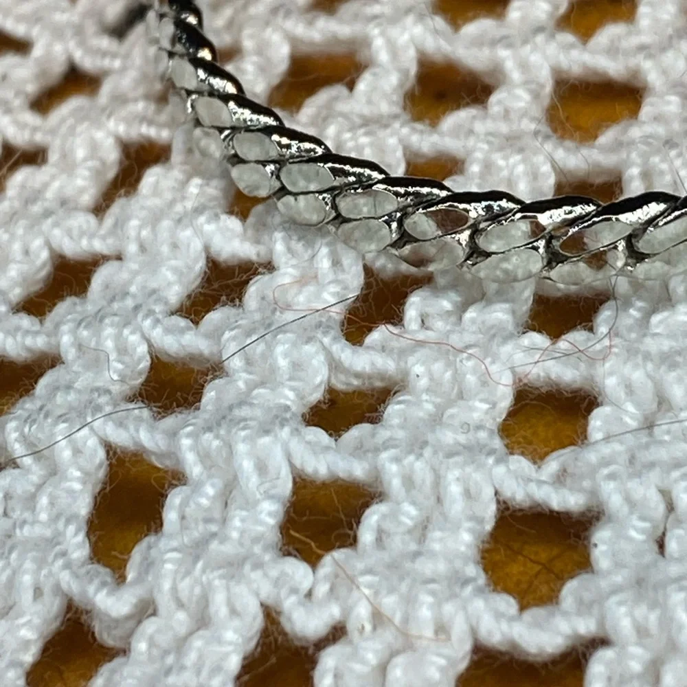 Intricate Silver Beaded Necklace with Symmetrical Design